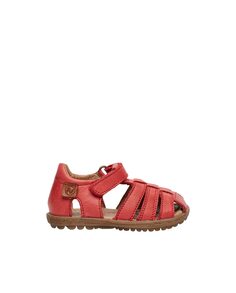 Детские кожаные сандалии с застежкой-липучкой Naturino, красный