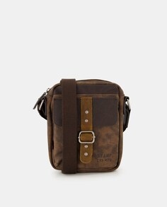 Коричневая сумка через плечо из вощеной парусины с двумя передними карманами Stamp, коричневый