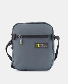 Серая нейлоновая сумка через плечо с отделением на двойной молнии National Geographic, серый