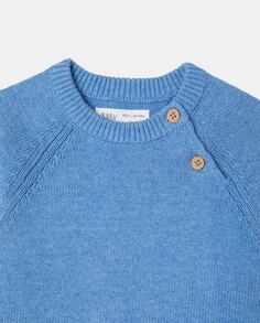 Однотонный свитер с круглым вырезом для мальчика El Corte Inglés, светло-синий
