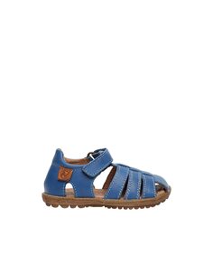 Детские кожаные сандалии с застежкой-липучкой Naturino, светло-синий