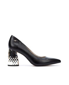 Женские кожаные туфли на квадратном каблуке черного цвета Martinelli, черный