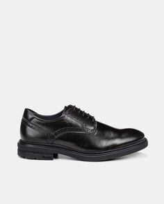 Мужские кожаные туфли на шнуровке с гладким верхом Fluchos, черный