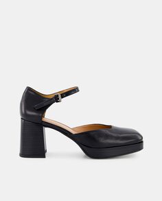 Женские кожаные туфли на платформе с ремешком на щиколотке и блочном каблуке Latouche, черный