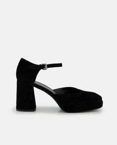 Женские замшевые туфли на платформе с ремешком на щиколотке и блочном каблуке Latouche, черный