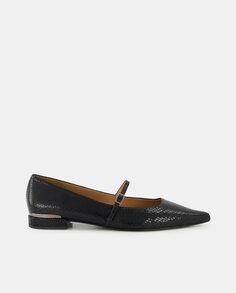 Женские туфли из кожи с гравировкой и ремешком Latouche, черный