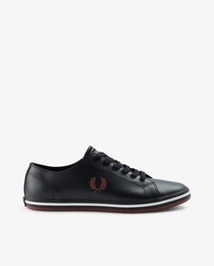 Кожаные кроссовки унисекс с черными шнурками и логотипом сбоку Fred Perry, черный