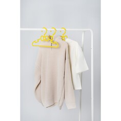 Плечики - вешалки для одежды детские доляна, 28,5×0,3×15,4 см, набор 10 шт, цвет желтый