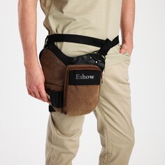 Поясная сумка на молнии, 3 наружных кармана, зацеп на бедро, цвет коричневый NO Brand