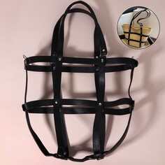 Портупея для сумки из искусственной кожи, 43 × 35 × 15 см, цвет черный/серебряный Арт Узор