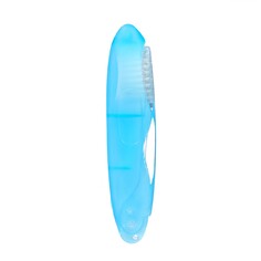 Зубная щетка складная в индивидуальной упаковке, 1 штука, средней жесткости, голубая NO Brand