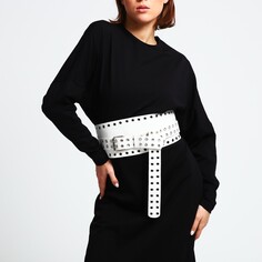 Ремень женский, пряжка металл, люверсы, цвет белый NO Brand