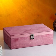 Подарочный ящик 34×21.5×10.5 см деревянный 3 отдела, с закрывающейся крышкой фиолетовый Дарим Красиво