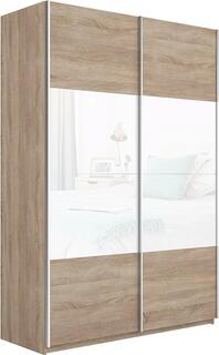 Шкаф Прайм 2 TM_L-140 Дуб Сонома Стекло белое ЛДСП 1400*2300*570 Bravo