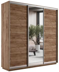 Шкаф-купе Экспресс Трио210 Крафт Табачный с зеркальным фасадом 600 Bravo