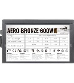 Блок питания Aerocool 600W AERO BRONZE 600W (4710562753974)