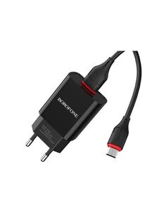 Сетевое зарядное устройство+кабель Lightning Borofone BA20A Sharp, 1USB, 2.1A, черный (02128)