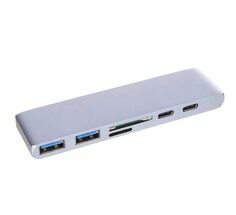 Адаптер Vbparts для APPLE MacBook Type-C - HDMI/2xUSB 3.0 + 2xType-C + SD/TF Grey 075355