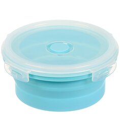 Контейнер пищевой пластик, 0.5 л, голубой, круглый, складной, Y4-6484