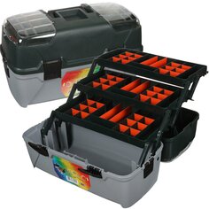 Ящик для инструментов, 22 , 55х28х29.5 см, пластик, Profbox, Рыболовный, пластиковый замок, 3 выдвижных лотка, 2 органайзера, Е-55