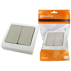 Выключатель скрытой установки, двухклавишный, без заземления, 10 А, IP54, TDM Electric, Вуокса, SQ1803-0102