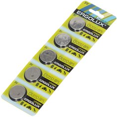 Батарейка Ergolux, CR2032, литиевая, 3 В, блистер, 5 шт, 12051