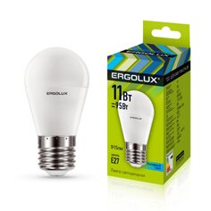 Лампа светодиодная E27, 11 Вт, 95 Вт, шар, 4500 К, свет холодный белый, Ergolux