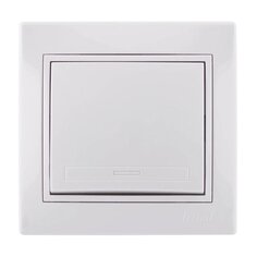 Выключатель скрытой установки, одноклавишный, без заземления, керамика, белый, со вставкой, Lezard, Mira, 701-0202-100