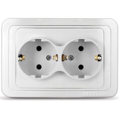 Розетка скрытой установки, 2 гнезда, с заземлением, 16 А, белая, UNIVersal, Валери, В0128