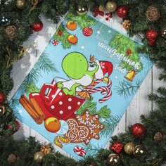 Полотенце кухонное вафельное, 45х60 см, 155 г/м2, 100% хлопок, Новогодняя сказка Трт3135-1/150, Россия, Пвн45*60