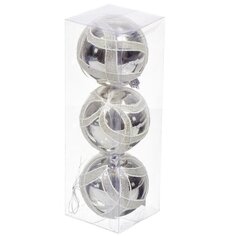 Елочный шар 3 шт, серебро, 8 см, пластик, SYQD-0121339S