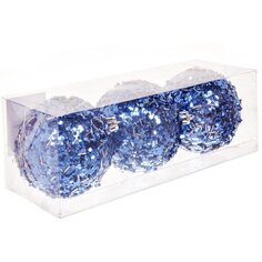 Елочный шар 3 шт, голубой, 8 см, пластик, SYQD-012035