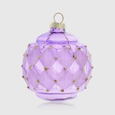 Шар стеклянный Yancheng Shiny фиолетовый с орнаментом 8 см