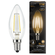 Лампы филаментные лампа GAUSS Filament Свеча 11Вт Е14 LED 810Лм 2700К свеча