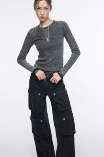 джемпер женский Лонгслив в рубчик с вареным эффектом Befree