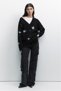жакет женский Кардиган oversize жаккардовый с принтом-звездочками Befree