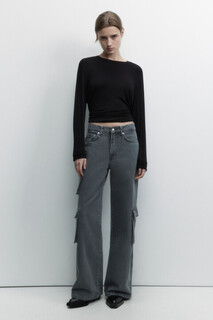 брюки джинсовые женские Джинсы карго широкие с накладными карманами Befree