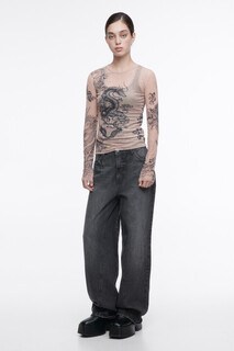 джемпер женский Лонгслив сетчатый с принтом в тату-стиле Befree