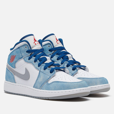 Кроссовки Jordan Air Jordan 1 Mid SE GS, цвет голубой