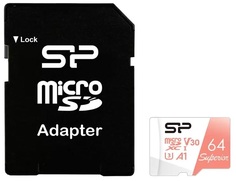 Карта памяти 64GB Silicon Power SP064GBSTXDV3V20SP microSDXC Class 10 UHS-I U3 100/80 Mb/s Superior A1 (SD адаптер)