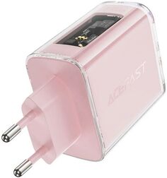 Зарядное устройство сетевое ACEFAST A45 Sparkling series PD65W GaN (2*USB-C+USB-A) charger (EU). Цвет: нежно-розовый