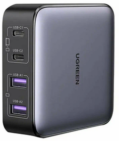 Зарядное устройство UGREEN CD327 90747 2*USB Type-А/2*USB Type-С, 65W, цвет: черный