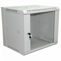 Шкаф настенный 19", 6U Rexant 04-2200 600×450×370 мм (ШxГxВ) - передняя дверь стекло, боковые стенки съемные (разобранный), RAL 7035