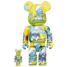 Фигура Bearbrick Medicom Toy The Smurfs The Purple Smurfs 400% and 100%