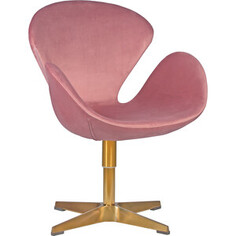 Кресло дизайнерское Dobrin SWAN LMO-69A розовый велюр BLUVEL52, золотое основание