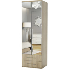 Шкаф для одежды с ящиками Шарм-Дизайн Комфорт МШЯ-21 100х60 с зеркалами, дуб сонома