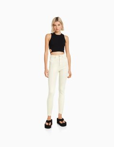 Джинсы Super High Waist Skinny, бежевый Bershka