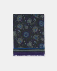 Темно-синий шерстяной шарф с цветами Latouche, темно-синий