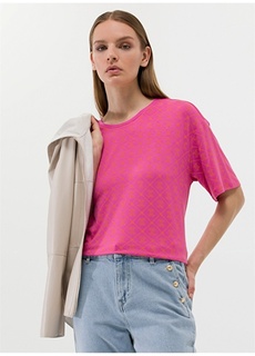 Розовая женская футболка с круглым вырезом с рисунком Pierre Cardin