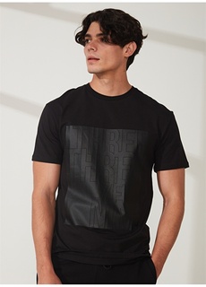 Черная мужская футболка узкого кроя с круглым вырезом Gmg Fırenze